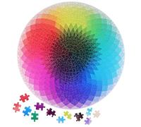 Angoily 1000 Piezas Rompecabezas para Adultos Difícil de Degradado de Color Arcoíris, Papel Circular, Diseño Único y Decorativo para Exhibición a Largo Plazo