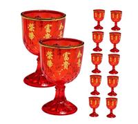 Angoily 12 Copas de Vino de Boda Chinas Rojas de Plástico 40 Ml Tazas para Licor y Ceremonia Ideales para Fiestas Festivas y Celebraciones Tradicionales
