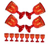 Angoily 12 Copas Pequeñas de Vino Rojas de Plástico 40 Ml para Bodas y Fiestas Reutilizables Ligeras E Irrompibles Vasos para Celebraciones Tradicionales Chinas