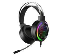 Angoily 1pieza Auriculares Gaming con Reducción De Ruido y Luces RGB para Pc Auriculares Micrófono Diseño Luminiscente Color Negro