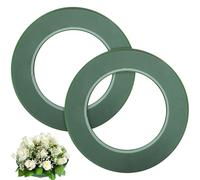 Angoily 2 Piezas Anillo de Espuma Floral con Ventosa, Bloques de Espuma Húmeda Redonda Verde, Base de Barro Artificial para Arreglos Diy, Decoración Coche Boda y Podios, Floristería