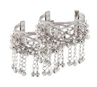 Angoily 2 Piezas Brazalete de Campana para Danza del Vientre Mujer en Metal Plata, Joyería Ligera y Cómoda Adecuado para Práctica de Baile y Cosplay