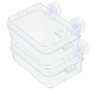 Angoily 2 Piezas Comedero Transparente para Reptiles Ventosa, Plástico Resistente Fácil de Limpiar y Anti Deformación, Adecuado para Alimentar y Beber Reptiles y Geckos