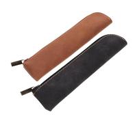 Angoily 2 Piezas Estuche de Lápices PU de Cuero Grueso con Resistente y Espacioso Bolsa para Bolígrafos y Cosméticos para Mujeres y Estudiantes Universitarias