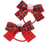 Angoily 2 Piezas Lazos Pelo Navideño Cintas Elásticas Lazo para Niñas Pequeñas Gomas de Pelo Infantil