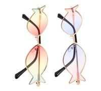 Angoily 2 Unidades Paquete 2 Gafas de Sol Hawaianas para Mujer y Hombre, Diseño Original Forma de Pez, Lentes Multicolor (rosa, Amarillo, Verde y Azul), Protección UV Adecuado para Playa,