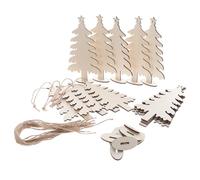 Angoily 20 Piezas Adornos Artesanales Para Pintar ÁRbol De Navidad De Madera Sin Terminar Con Cuerda De CáñAmo Y Base Para DecoracióN Navideña Manualidades Familiares