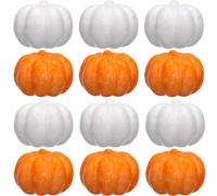 Angoily 20 Piezas Calabazas de Espuma Blanca, 8.5cm Mini Calabazas Decorativas para Pintar, Adornos de Fiesta de Halloween, Ideal para Decoración de Otoño y Manualidades Infantiles