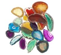 Angoily 20 Unidades Pequeñas Rodajas de Ágata Perforadas Teñidas de Colores Naturales para Accesorios de Joyería y Decoración de Campanillas Atractivo Visual Único