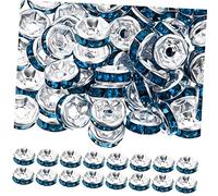Angoily 200 Piezas aro espaciador de rueda espaciadores cuentas de números largo encantos talón brazalete abalorios joyeria Artesanía de cuentas adorno de perlas de bricolaje pedrería Blue