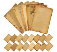 Angoily 24 Hojas Papeles de Carta Vintage de Papel Kraft Grueso Escritura Suave para Cartas y Poemas, Ideales para Personas que Disfrutan Escribir Mensajes