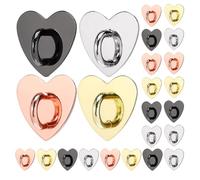 Angoily 24 Piezas Gancho Colgante Corazón para Teléfono Soporte Adhesivo Metálico para DIY Accesorio para Colgar y Sujetar Móvil Incluye Colores Acero Dorado Negro y Rosa Dorado