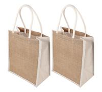 Angoily 2piezas Bolsa de Obsequio de Arpillera con Asa Reutilizable Amarilla para Compras Playa Unidades