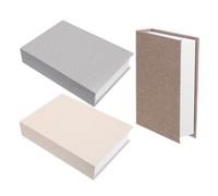 Angoily 3 Libros Falsos Decorativos de Tela de Lino en Surtido Colores Lino Natural (22x15x4.5 Cm), Juego Ornamental para Decoración de Estanterías, Sala de Estar y Oficina