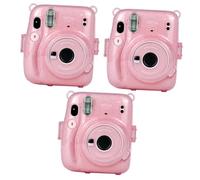 Angoily 3 Piezas Bolsa de cámara de PVC para mini11 cámara de película instantánea Cubierta de la cámara para mini11 Caso Claro Cubierta Protectora de la cámara para mini11 Rosa