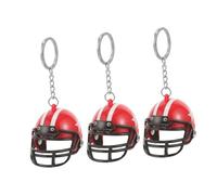 Angoily 3 Piezas Colgantes de Casco Deportivo Miniatura para Llaveros Adornos de Fútbol Rugby y Hockey con Estrella Roja Accesorios para Mochilas y Fans