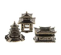 Angoily 3 Piezas Escultura de Cobre Dorado para Decoración de Escritorio y Jardín en Forma de Pagoda Miniatura Adorno Artístico Estilo Chino Histórico para Uso Repetitivo
