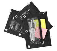 Angoily 3 Piezas Estuche Bolsa de Malla Organizador de lapices Bolsa de estacionario Bolsa de lápiz de Carpeta cartuchera pequeño titulares de Pluma Bolsas de Pluma Tela Oxford Black