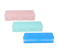 Angoily 3 Piezas Estuche de Lápices Translucido de Caja Gran Capacidad con Diseño de Lados para Estudiantes Azul Verde Rosa