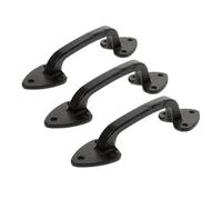Angoily 3 Piezas Manija Deslizante de Granero de Hierro Fundido Negro | Instalación Fácil, Agarre Ergonómico, Estilo Industrial Vintage, Acabado de Hierro Envejecido, Uso Interior