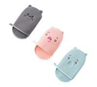 Angoily 3piezas Guantes De Ducha Exfoliantes De Cartoon y Prácticos Para Limpieza Corporal Para Hogar y Hotel Gris Azul Rosa