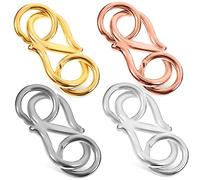 Angoily 4 piezas Cierres Collar S Gancho Mediano con Anillas Cerradas Plata Rosa para Fabricación de Joyas y Antialérgicas