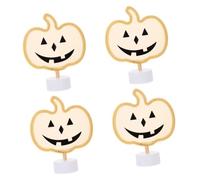 Angoily 4 Piezas Letrero Neón de Calabaza LED para Halloween Luz Decorativa de Mesa con Base Terrorífico para Fiestas y Celebraciones Temáticas