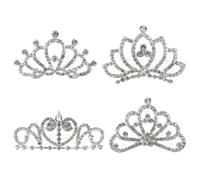Angoily 4 Piezas para Niñas de Cristal con Peineta de Accesorios de Princesa para Cotillón y Fiesta de Cumpleaños Tiara Ligera y Cómoda para Cabello Estilo Varios estilos