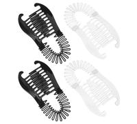 Angoily 4 Piezas Pinzas para Cabello Banana Clip de Doble Cara Entrelazado Sujetador Ponytail para Mujeres Plástico Flexible Apto para Cabello Fino y Grueso Accesorios de Peinado