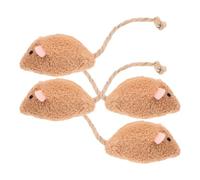 Angoily 4 Piezas Ratoncito de Peluche para Gatos, Interactivo y Realista | Khaki, Felpa, Mecanismo Oscilante Automático, Uso en Interior, Diseño Ratón y Rata