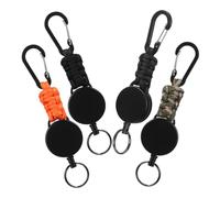 Angoily 4 Piezas Retráctil con Mosquetón Resistente y Cuerda Paracord de Negro Naranja y Portátil para Senderismo Camping y Diario