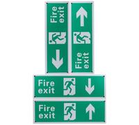 Angoily 4 Piezas Señal de Salida de Emergencia Verde de Aleación de Aluminio Resistente Adhesivo Fácil de Identificar para Seguridad en Incendios y Evacuación