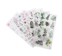 Angoily 6 Juegos Pegatinas Botánicas de Flores para Álbumes y Manualidades Adhesivas Papel Decorativo para Planificadores y Journals