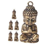Angoily 6 Piezas Llavero Buda buddha budismo key ring bronze decoracion para encantos vintage encanto retro Colgante decoración de llavero escultura de buda de escritorio latón