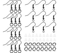 Angoily 600 Piezas Ganchos para Pendientes Negros Perlas y Resortes, Accesorios para Hacer Aretes Diy, Cierres de Pendientes Seguros, Piezas para Joyería Artesanal, Set Completo