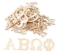 Angoily 72 piezas Letras Madera Griegas Recortes Madera Natural para Manualidades Decoración DIY Ligera y Suave