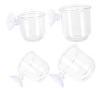 Angoily 8piezas Alimentadores De Cristal para Acuarios Tazas De Comida para Camarones y Peces Accesorios para Tanques De Betta y Alimentación De Gusanos Rojos Diseño Transparente