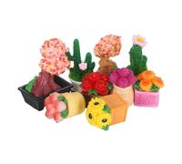 Angoily 9 Piezas Miniaturas de Plantas Artificiales Macetas de Resina Cactus y Suculentas para Decoración de Casas de Muñecas Bricolaje y Micro Paisajes Verdes Compactas sin Mantenimiento
