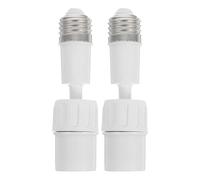Angoily Adaptador de Lámpara E27 Flexible de Plástico Blanco, Conversor Versátil para Portalámparas Diseño Fácil de Usar, Paquete de 2 Piezas para Iluminación Doméstica