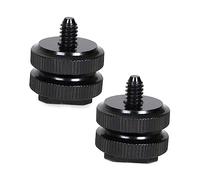 Angoily Adaptador De Zapata De Cámara 1/4-20 De Aluminio Anodizado, Soporte Doble Tornillo para DSLR y Videocámara, Montaje Seguro para Flash y Accesorios Fotográficos, Kit 4 Piezas Negro