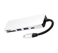 Angoily Adaptador USB 5 1 Tipo C para Laptop Compacto y Portátil Conector USB 3.0 Compatible para Uso Color Negro