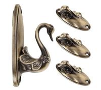Angoily Alzapaños de Cortina de Aleación de Zinc, Ganchos Decorativos de Cisne en Bronce, 4 Piezas para Montaje en Pared, Accesorios para Cortinas de Sala de Estar y Dormitorio Estilo