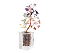 Angoily Árbol de Cristal Feng Shui con Cristales Naturales de Fluorita y Amatista Bonsái Decorativo con 7 Ramas y 63 Piedras Árbol de la Prosperidad para Decoración de Hogar y Oficina