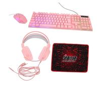 Angoily Auriculares con Teclado Ergonómico para Juegos Teclado RGB 4 en 1 Alfombrilla para Ratón Accesorio para Computadora