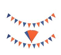 Angoily Banderines Triangulares de Papel Coloridos Azul y Naranja Guirnalda de 12 Banderines por Tira 3 Tiras por Paquete Decoración para Fiestas Cumpleaños y Eventos al Aire Libre