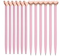 Angoily Bolígrafos Metálicos Multifunción Forma de Corazón, Bolígrafo Ergonómico para Estudiantes, 12 Piezas en Color Rosa, Tinta de Flujo Suave, Adecuado para Material Escolar y