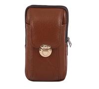 Angoily Bolsa de Cintura de Piel para Hombre, Portátil y Ligera, Adecuado para Viajes y Running, Diseño Vintage Marrón Resistente para Teléfono Móvil