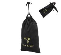 Angoily Bolsa para Secador de Pelo Negra de Terciopelo 19X35 CM Cordón Ajustable Portátil y Reutilizable para Viaje Hotel y Organización Segura de Secadores de Pelo