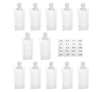 Angoily Bolsas de Viaje Vacías Exprimibles para Loción y Champú 50Ml Set 13 Piezas 12 Bolsas Boquilla 1 Etiqueta Material Resistente Reutilizables y Compactas para Viajes y Uso