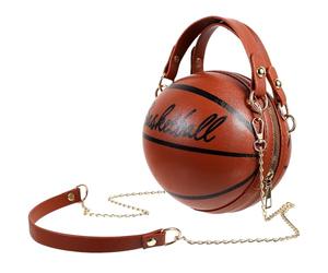 Angoily Bolso Bandolera Cremallera y Forma de Baloncesto Bolso Moderno para Niña Marrón Pequeño para Uso Diario y Deporte Accesorio de Moda Juvenil